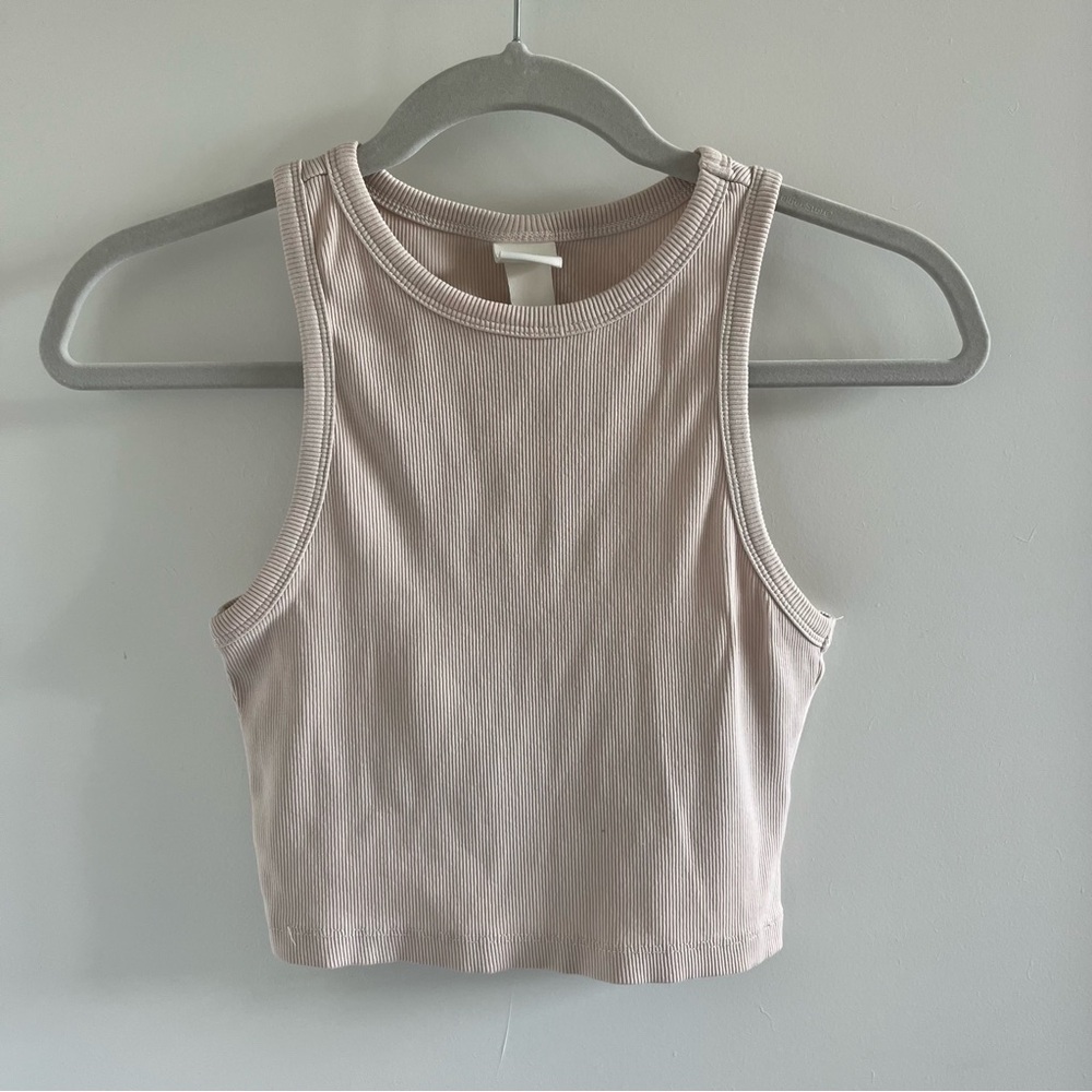 H&M Cream Fitted Crop Tank Top